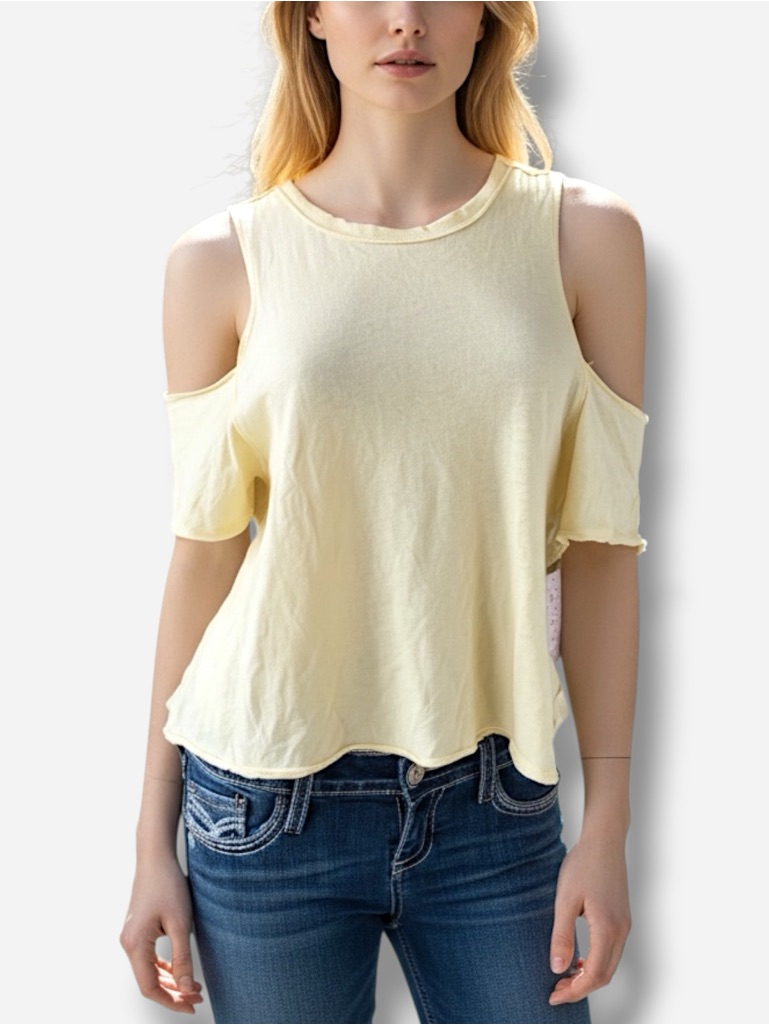 New Free People Crew Neck Top Size Xs Yellow